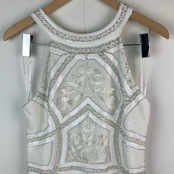 NWT Lulus Tell Me Everything White Beaded Sequin Halter Maxi Dress Size XLarge - Picture 7 of 13